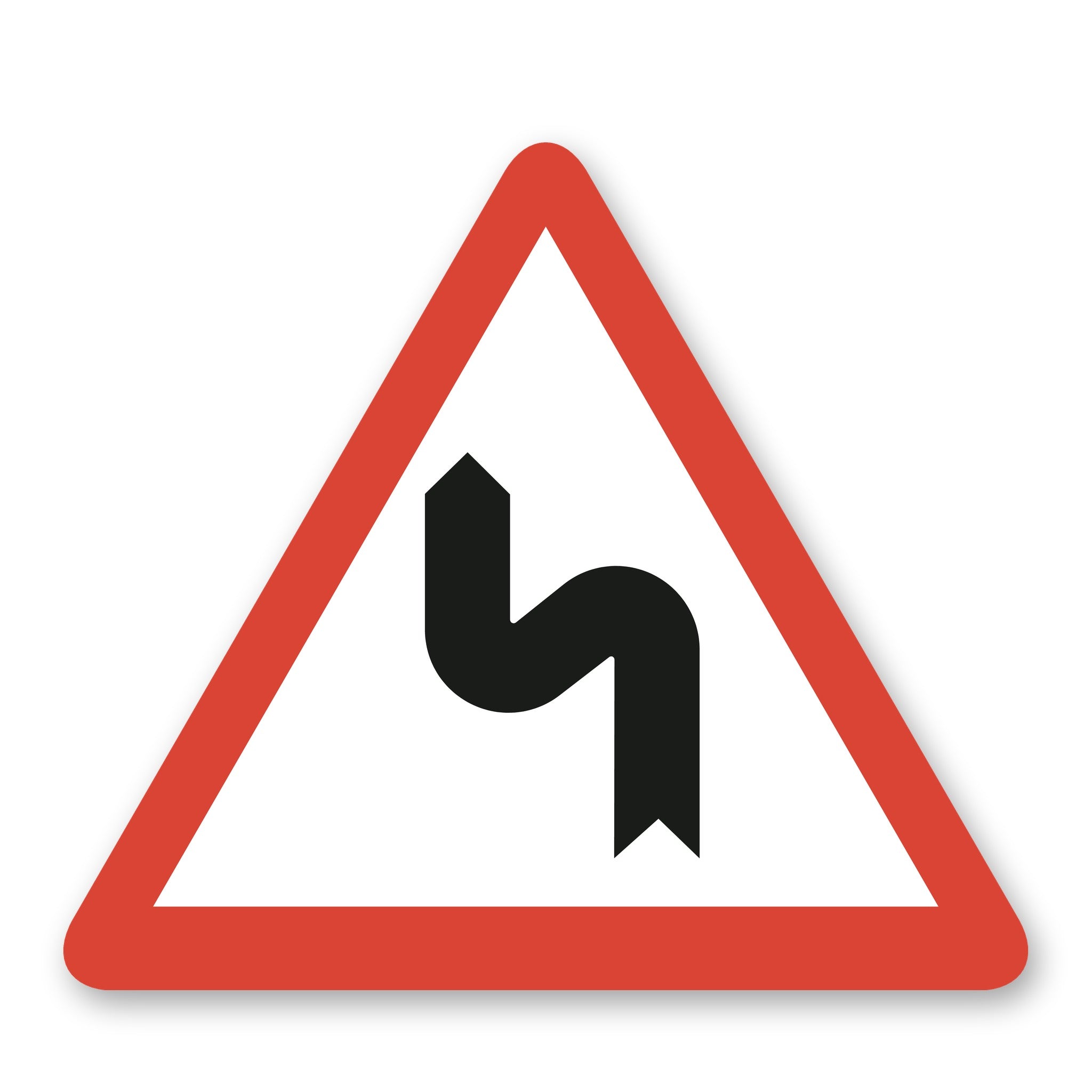 Doppelkurve die erste nach links Warnschild
