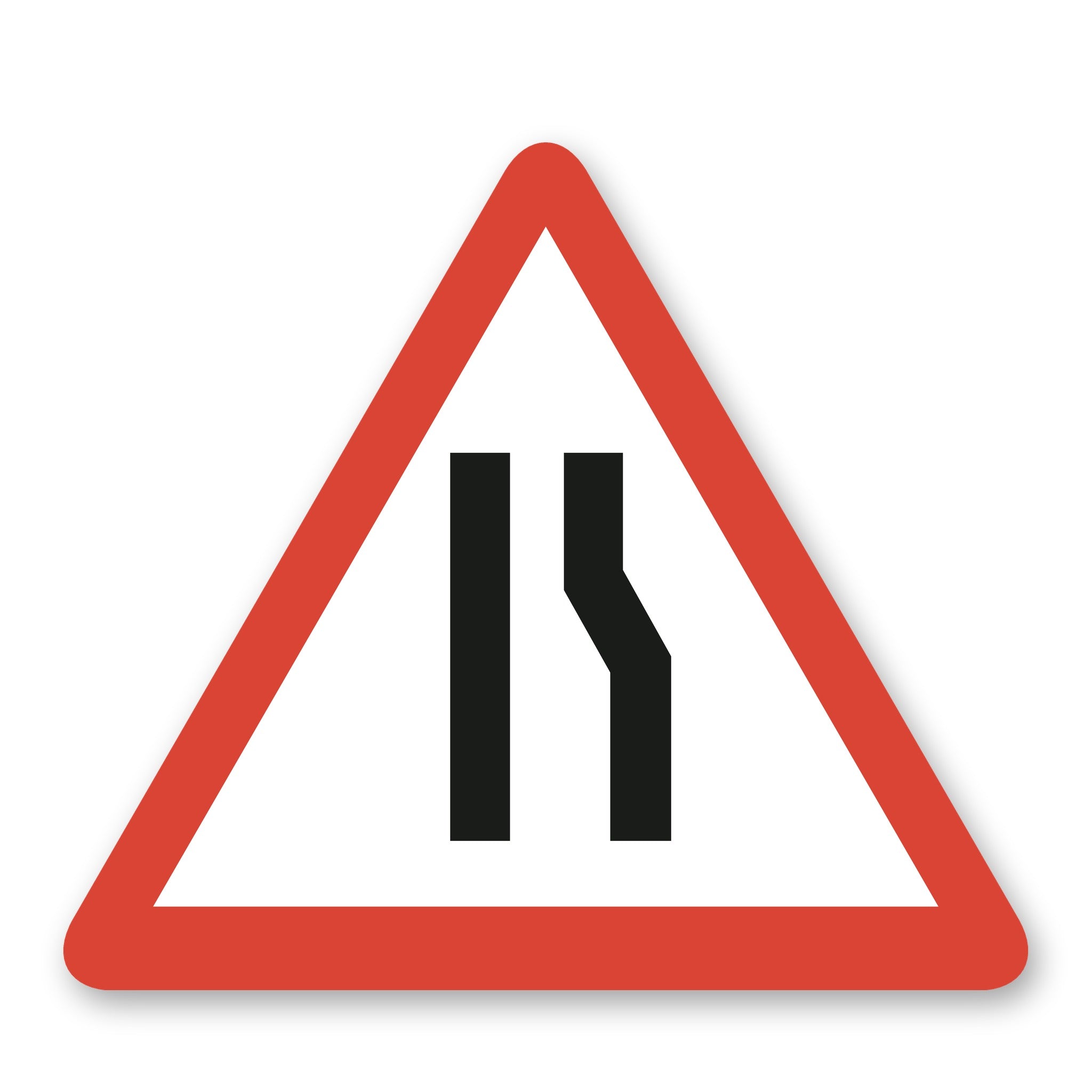Verengung rechts Warnschild