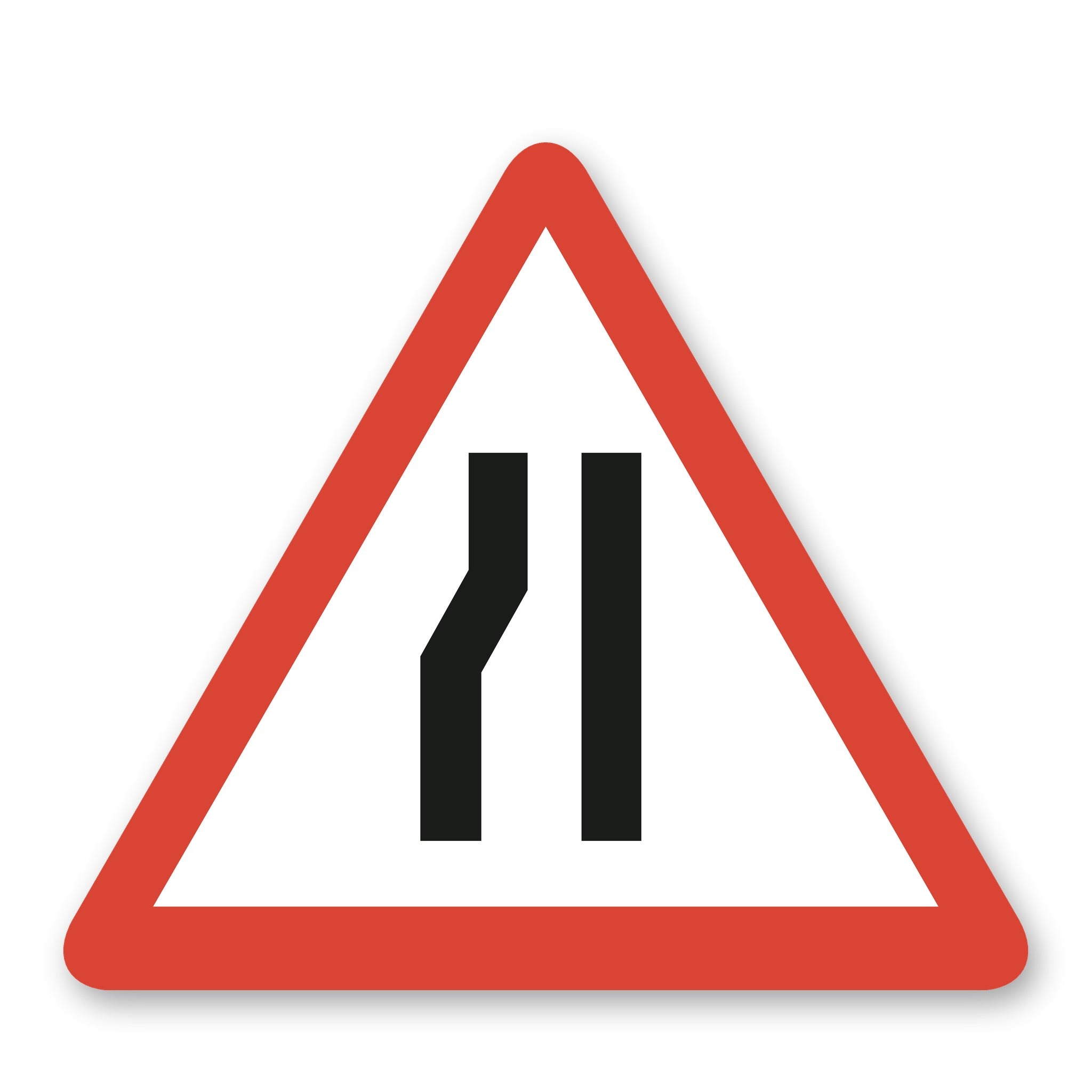Verengung links Warnschild