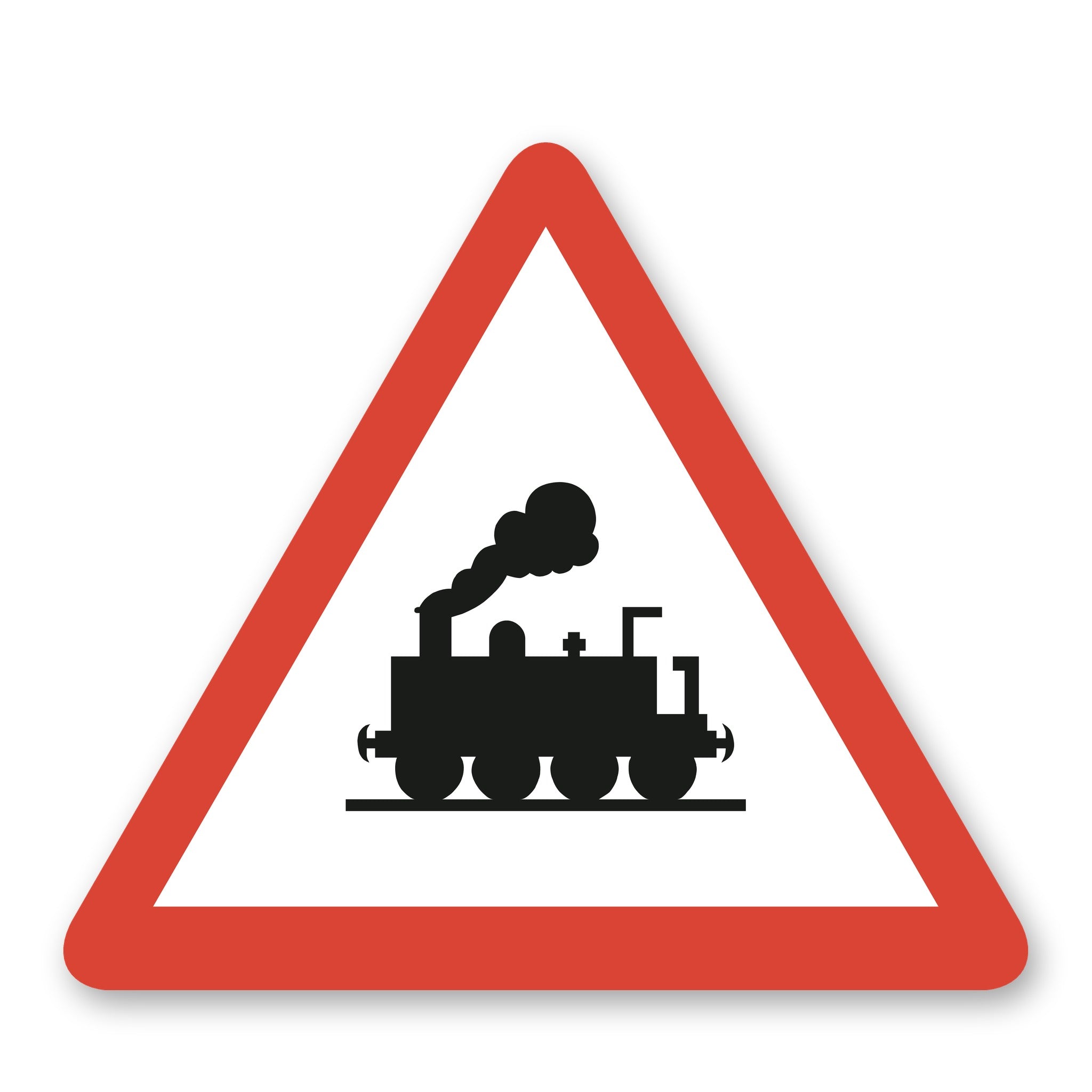 Bahnuebergang ohne Schranken Warnschild