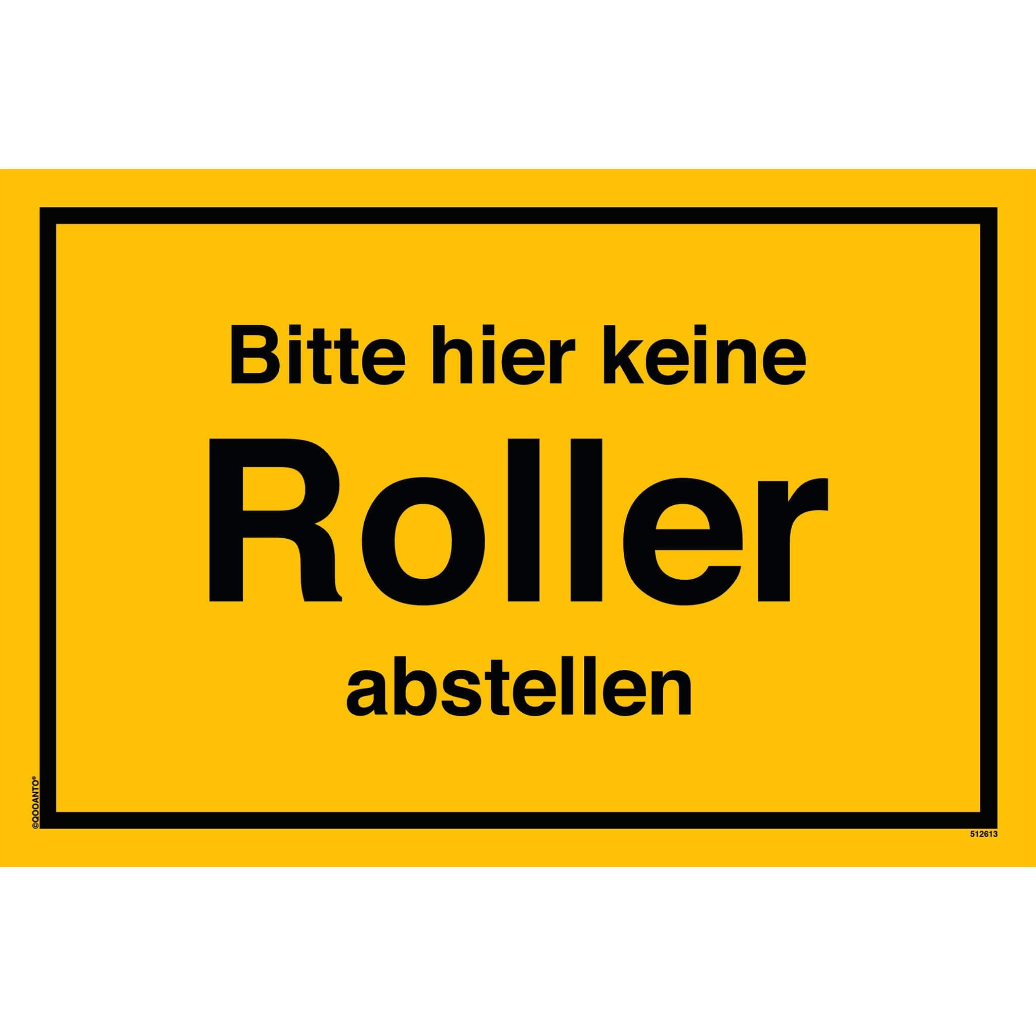 Bitte hier keine Roller abstellen, gelb, Schild