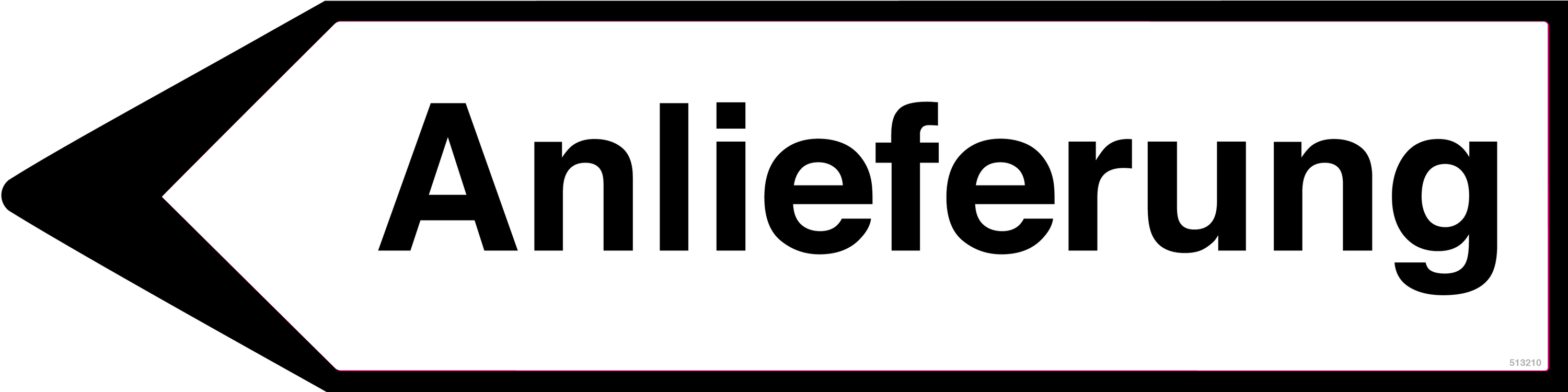 LInksweisend Anlieferung, Schild