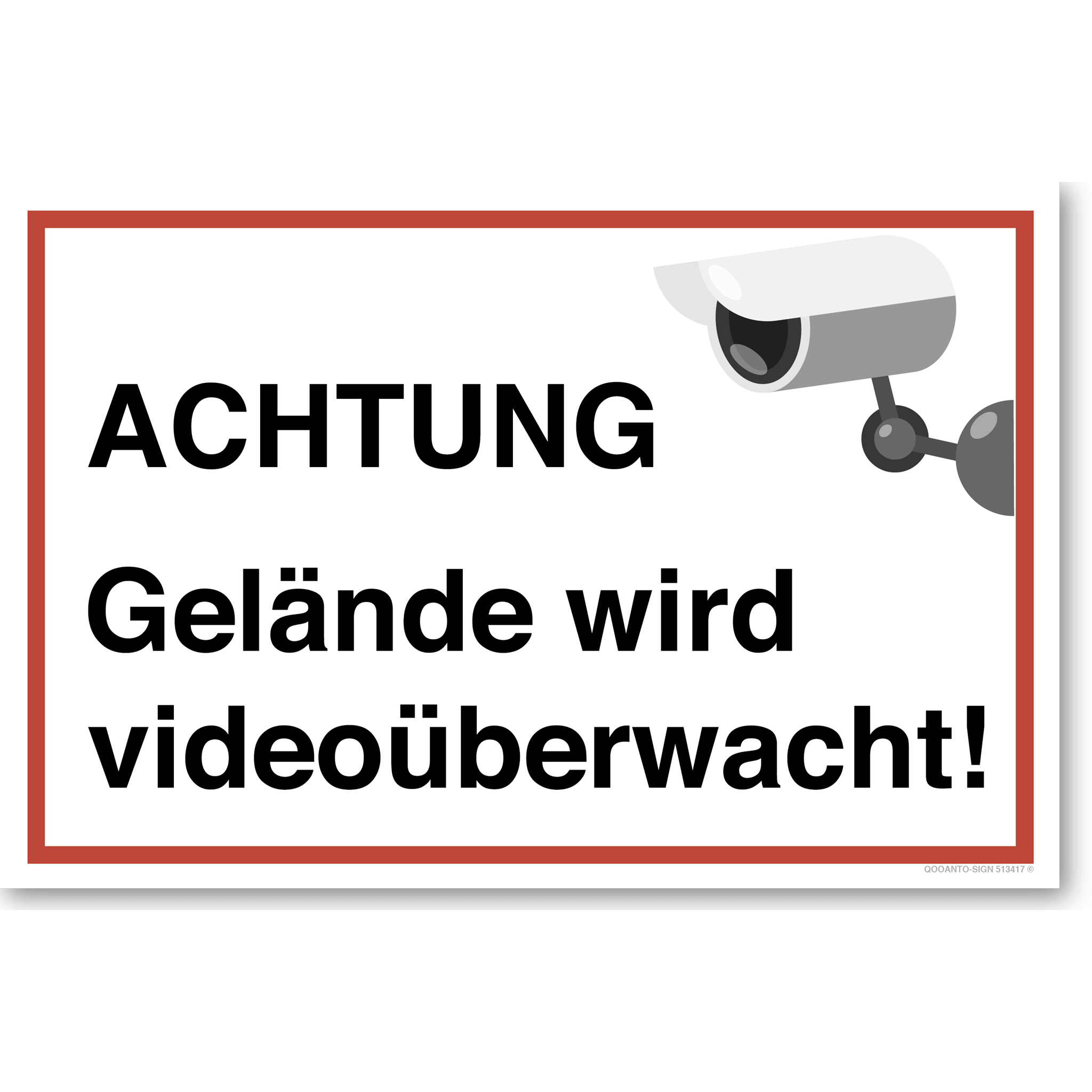 Gelände wird videoüberwacht, weiss, Schild oder Aufkleber
