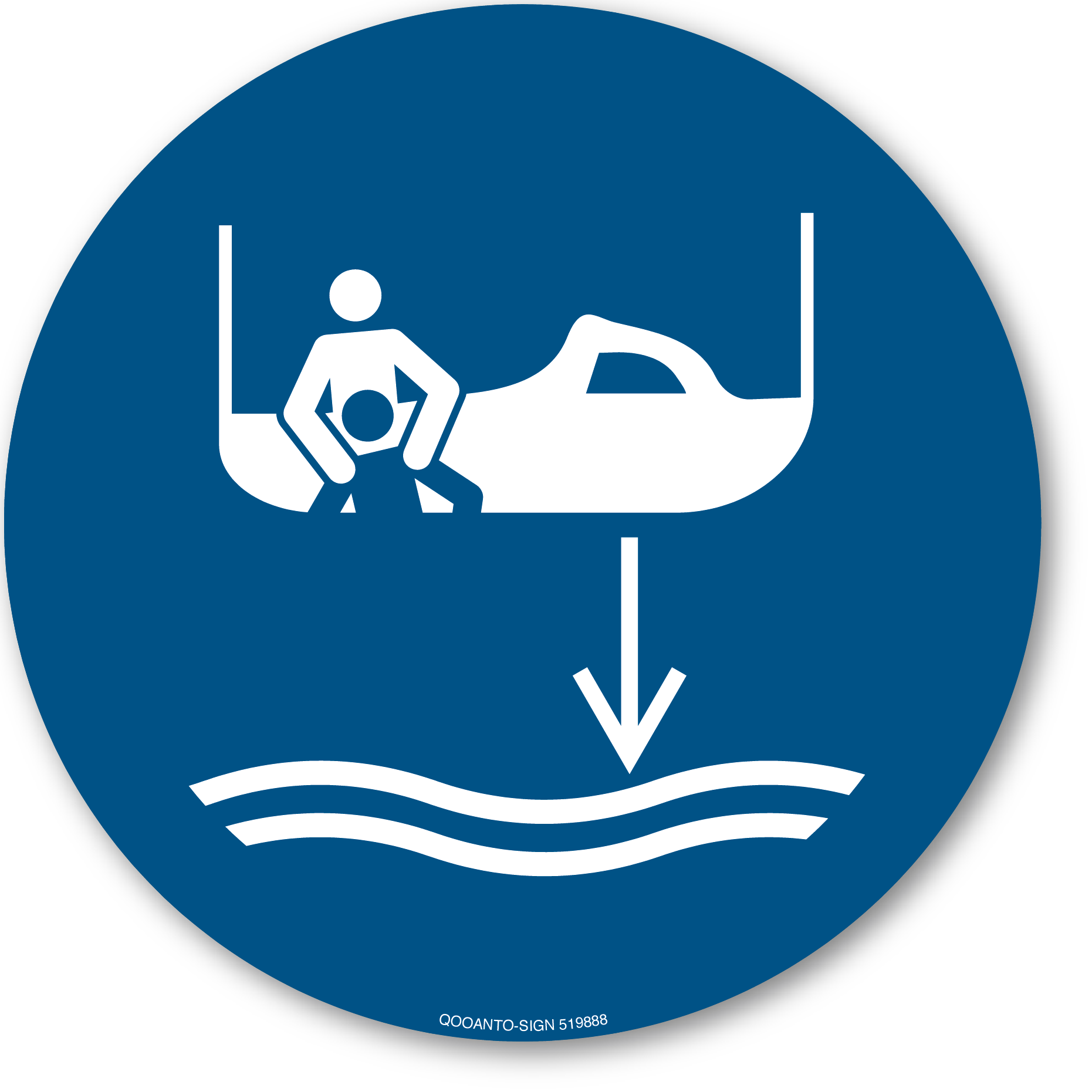Bereitschaftsboot fieren beim Aussetzvorgang, Schild oder Aufkleber