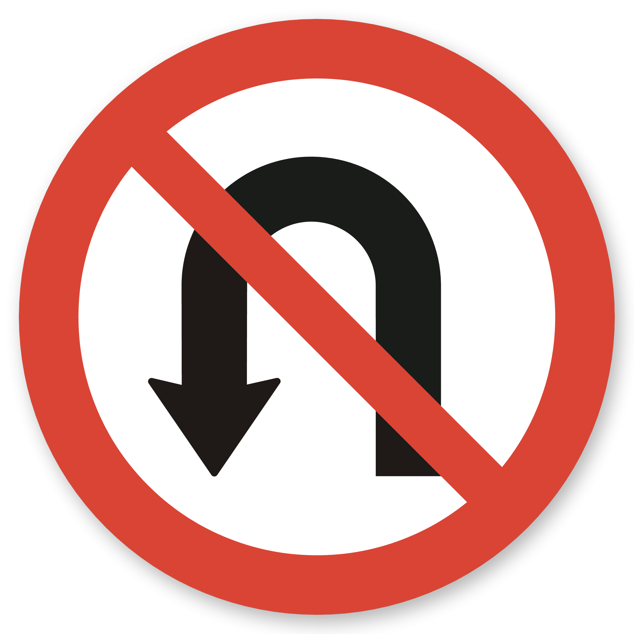 Wenden verboten - rundes Verkehrsschild aus 3 mm Alu-Verbund