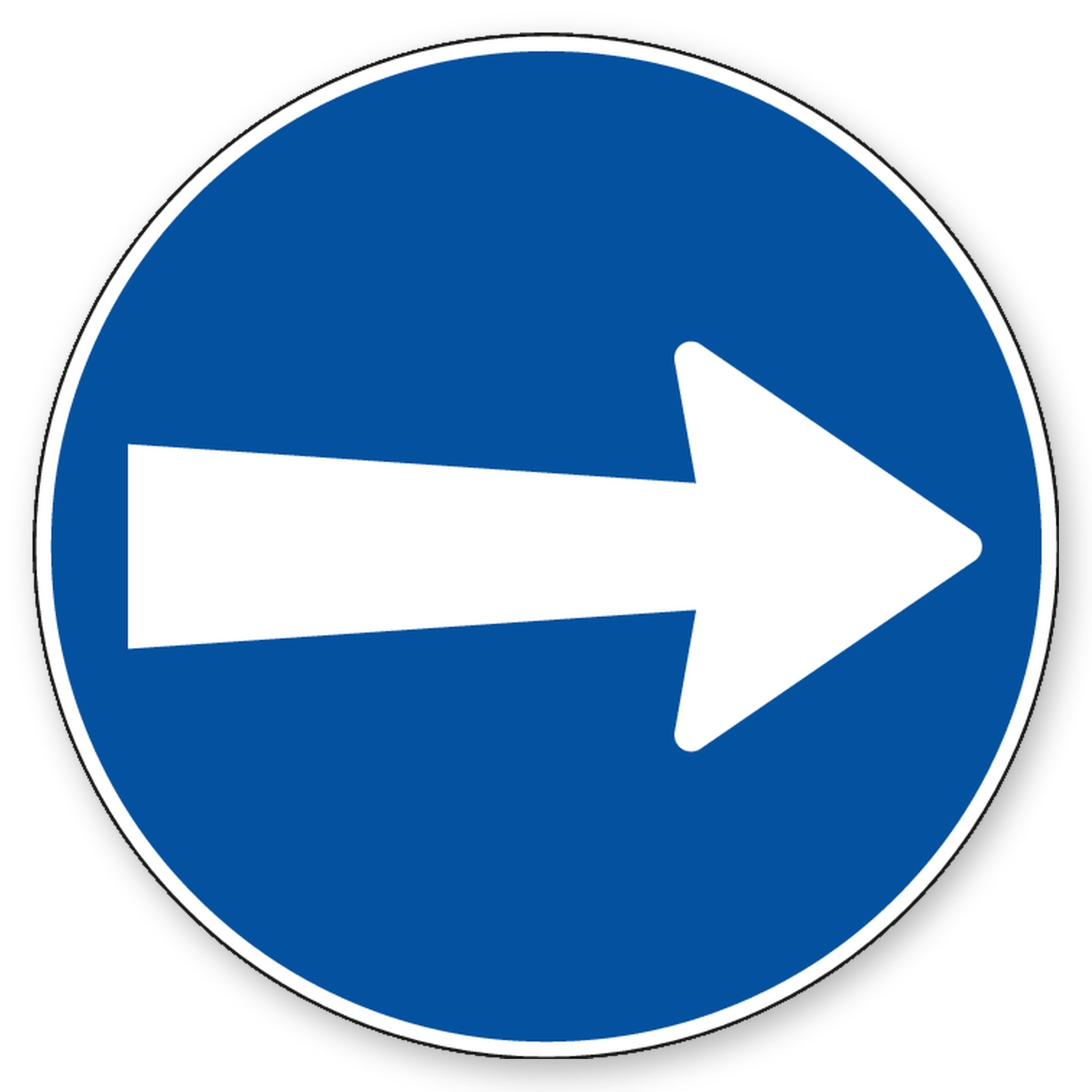 Fahrrichtung rechts – rundes Alu-Verbund Schild