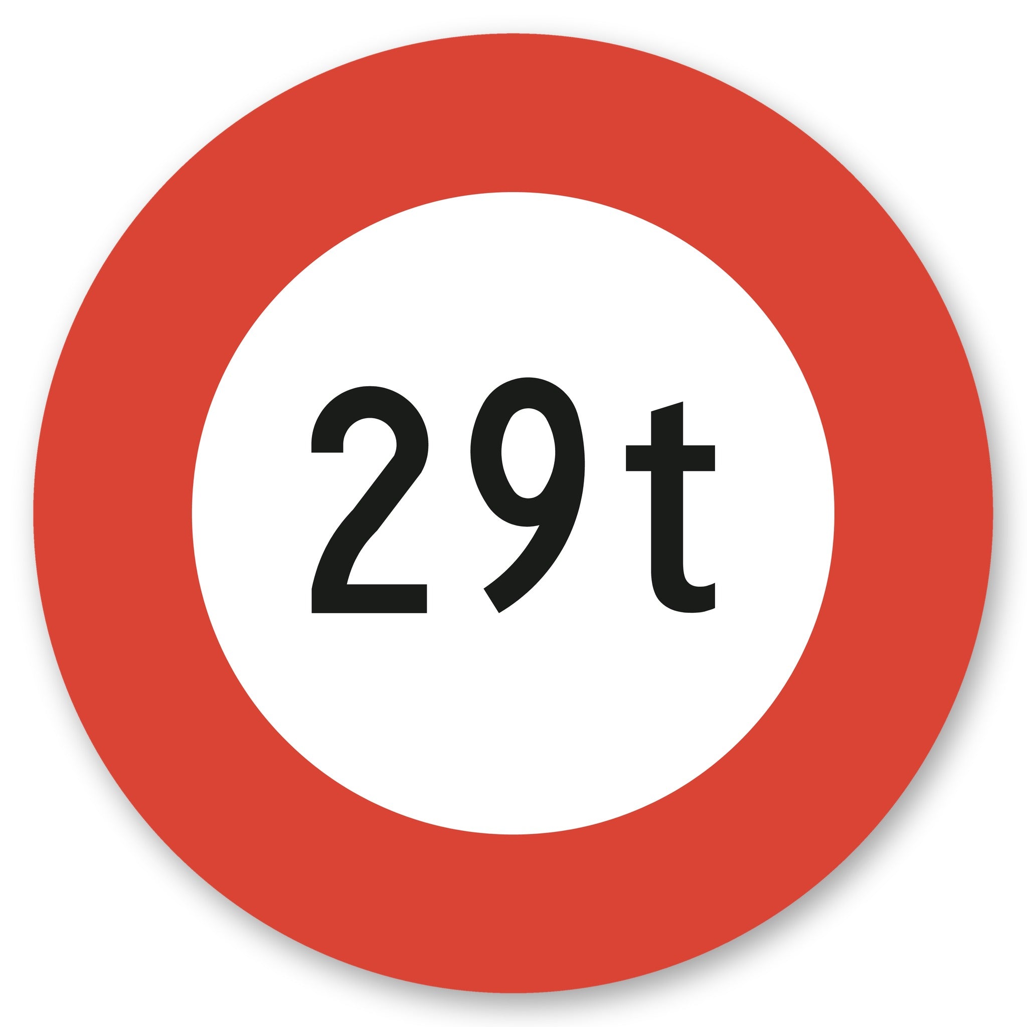 Höchstgewicht 29 t Schild rund, Alu-Verbund