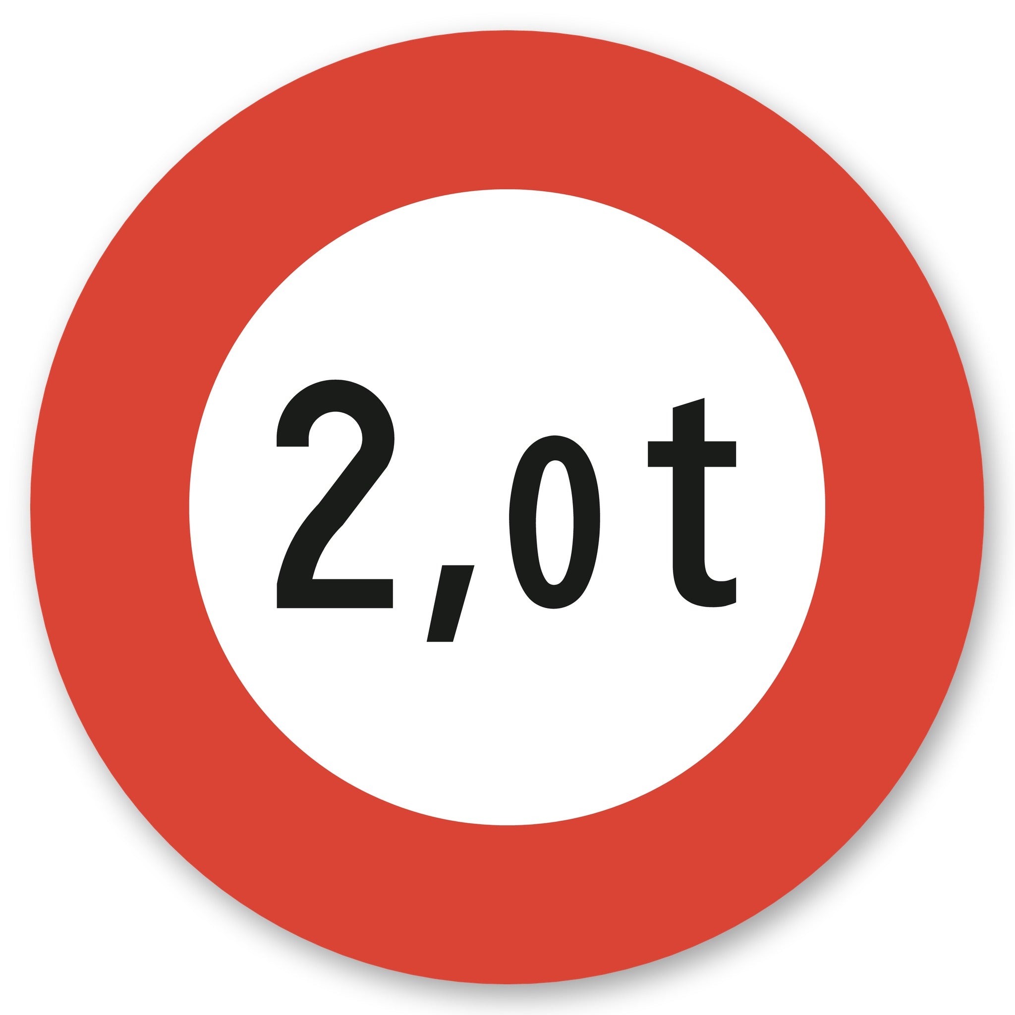 Höchstgewicht 2,0 t Schild