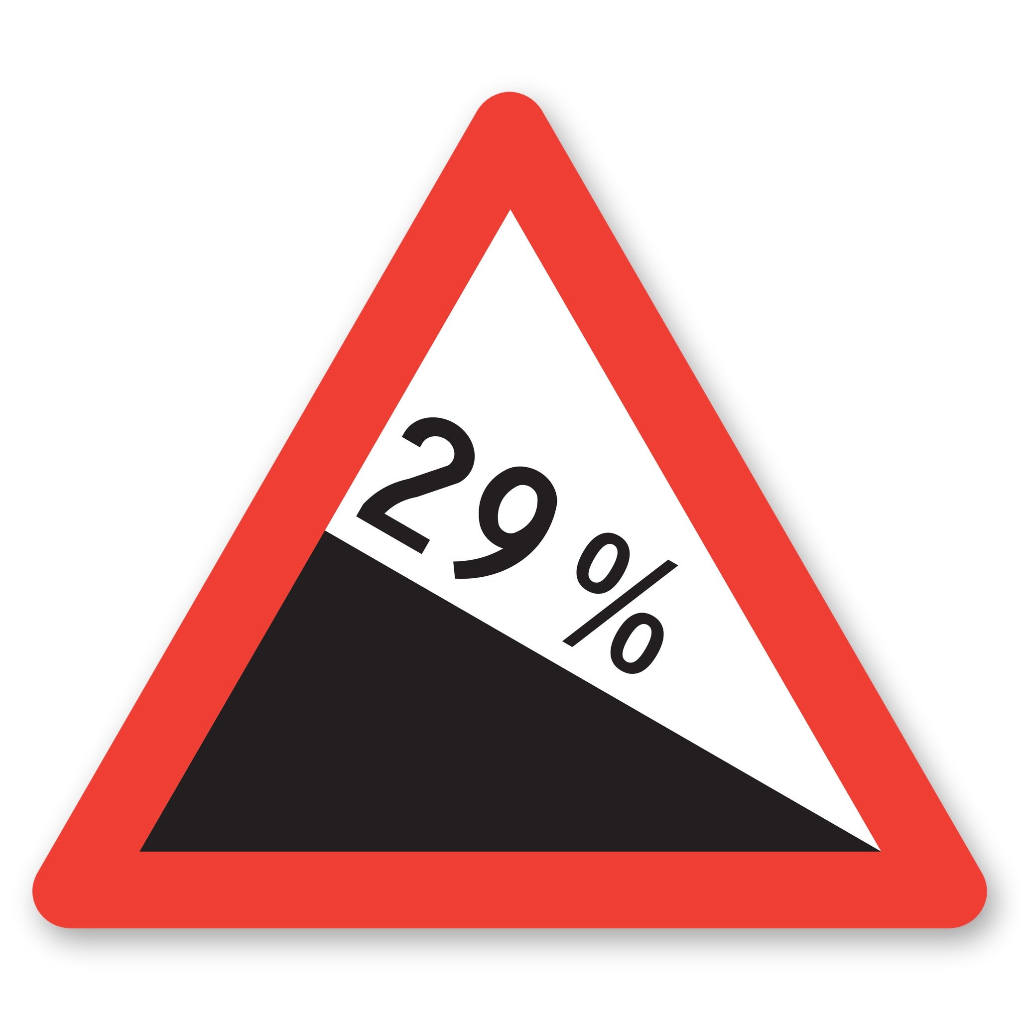 Gefährliches Gefälle 29 % Schild