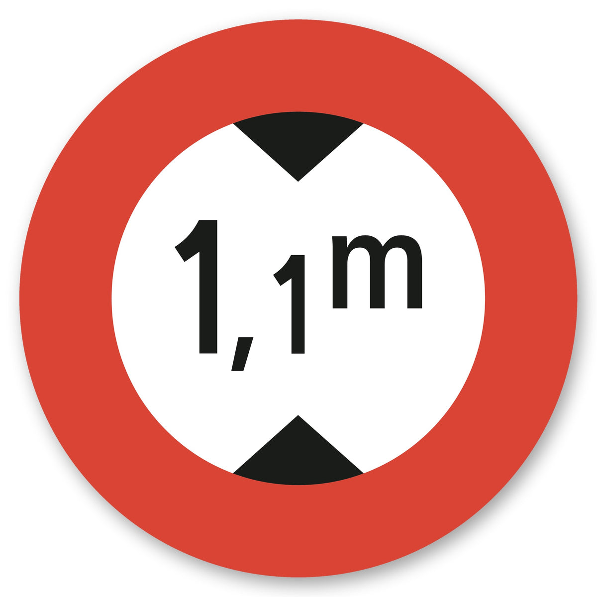 Höchsthöhe 1,1 m Schild rund Alu-Verbund