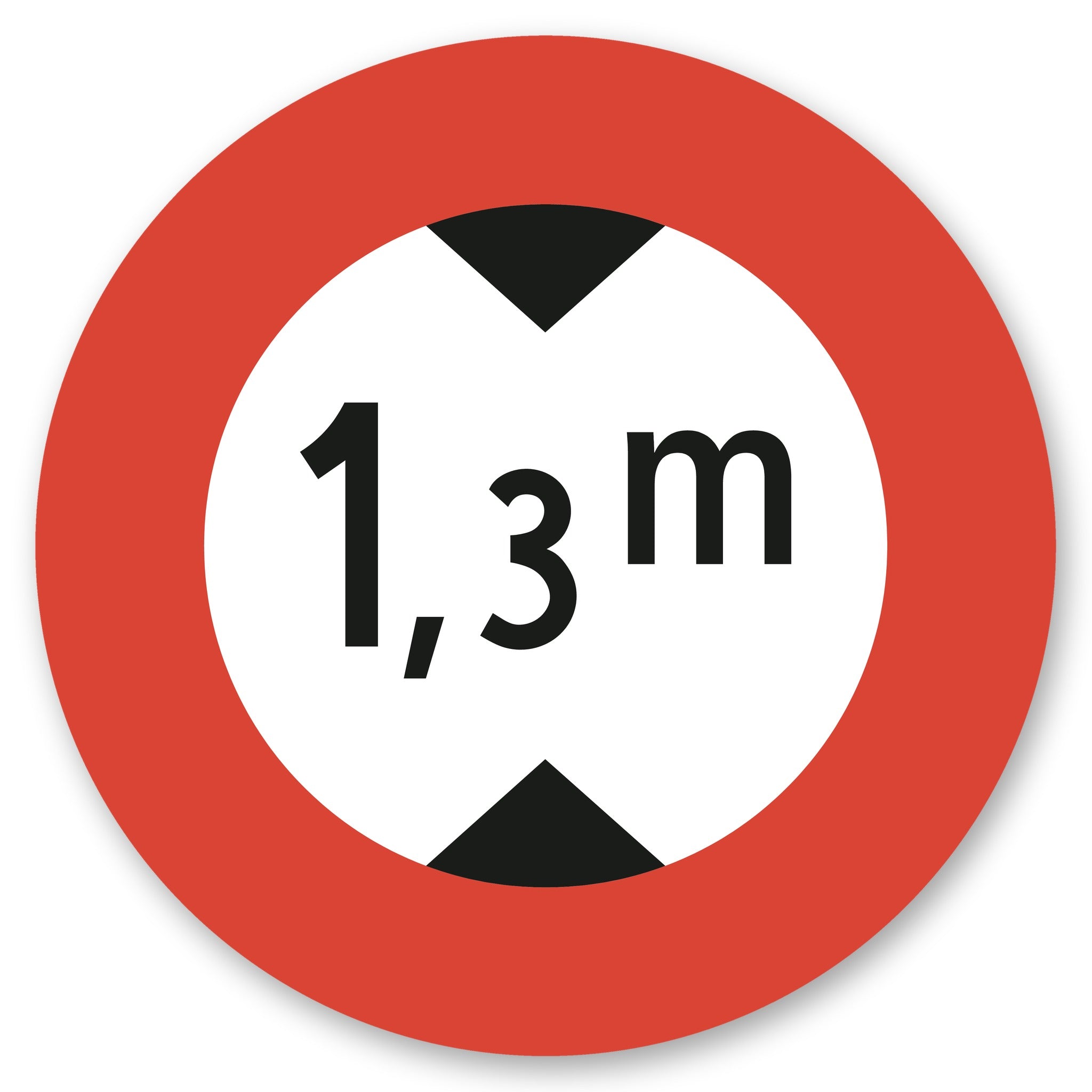 Höchsthöhe 1,3 m Schild rund Alu-Verbund