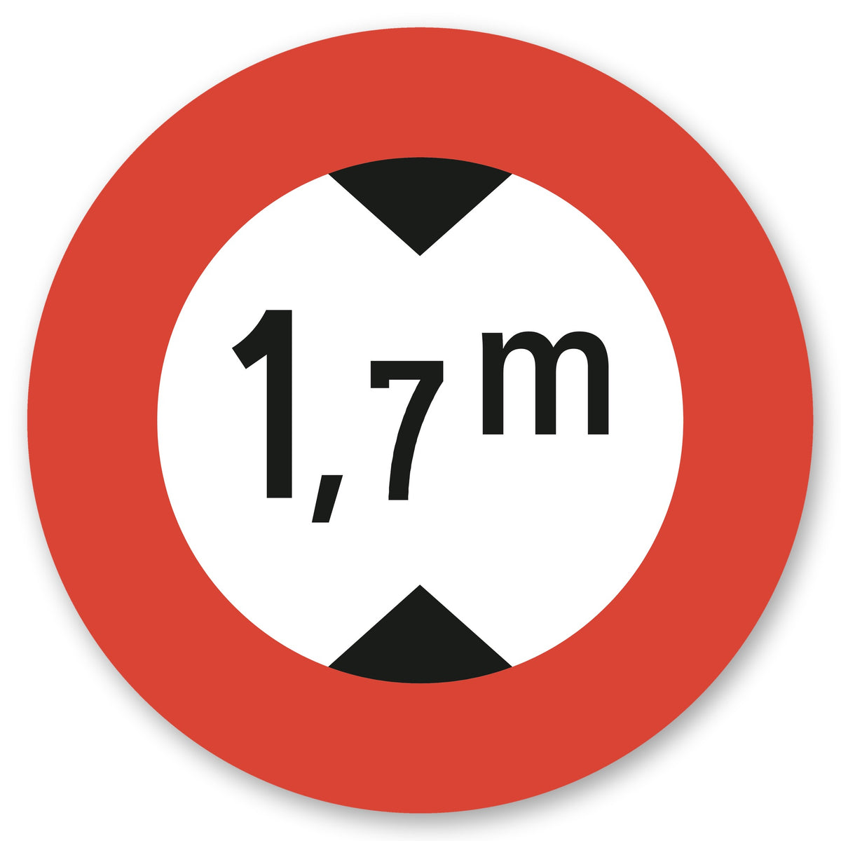 Höchsthöhe 1,7 m Schild rund Alu-Verbund