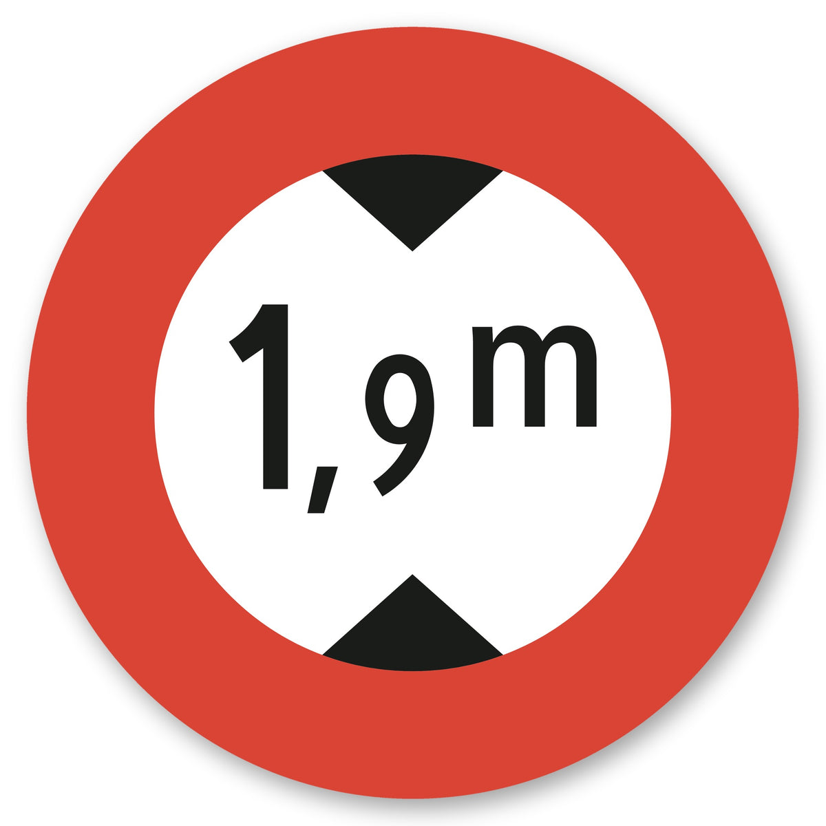 Höchsthöhe 1,9 m Schild rund Alu-Verbund