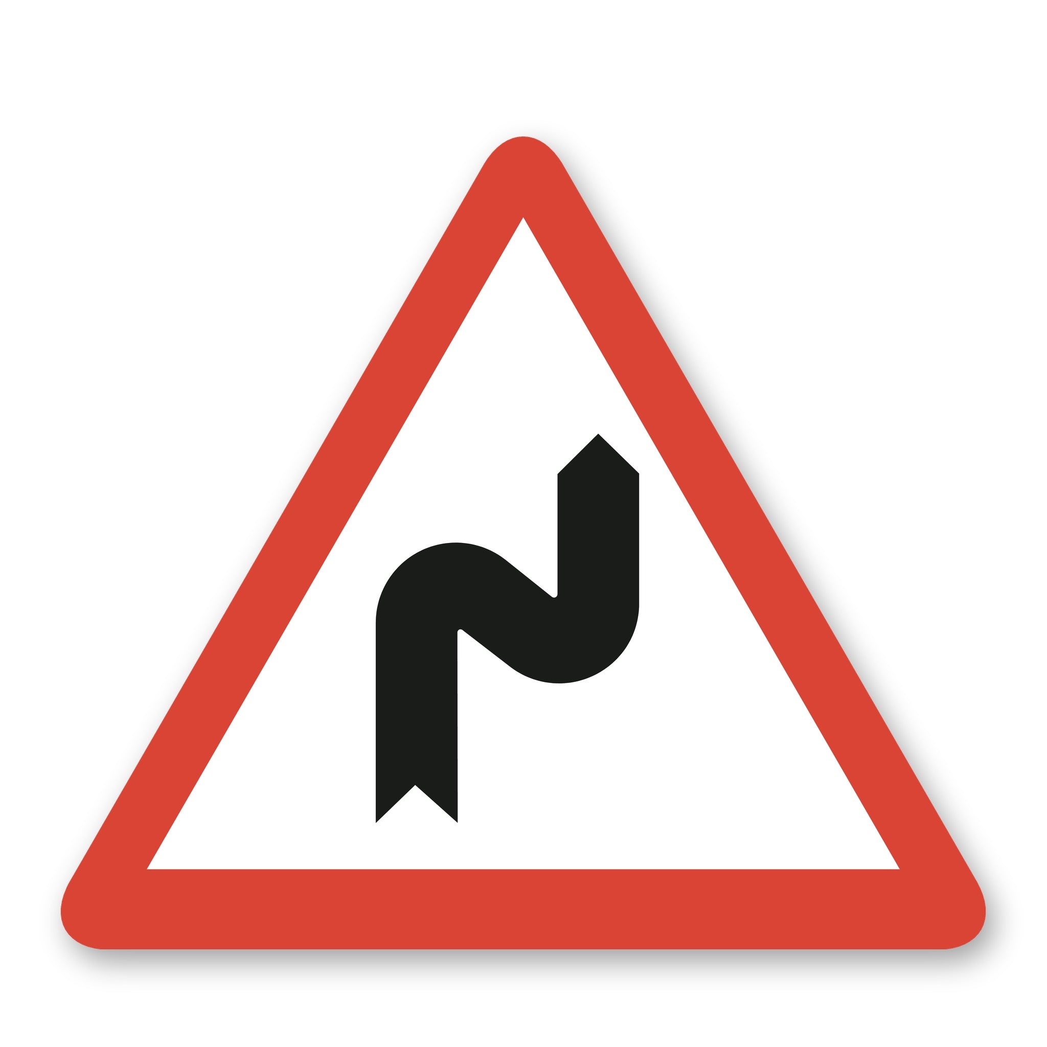 Doppelkurve die erste nach rechts Warnschild