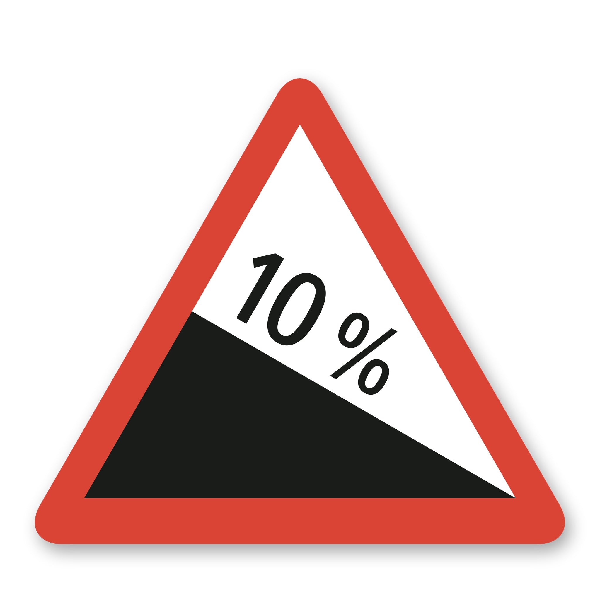 Gefaehrliches Gefaelle 10 % Warnschild