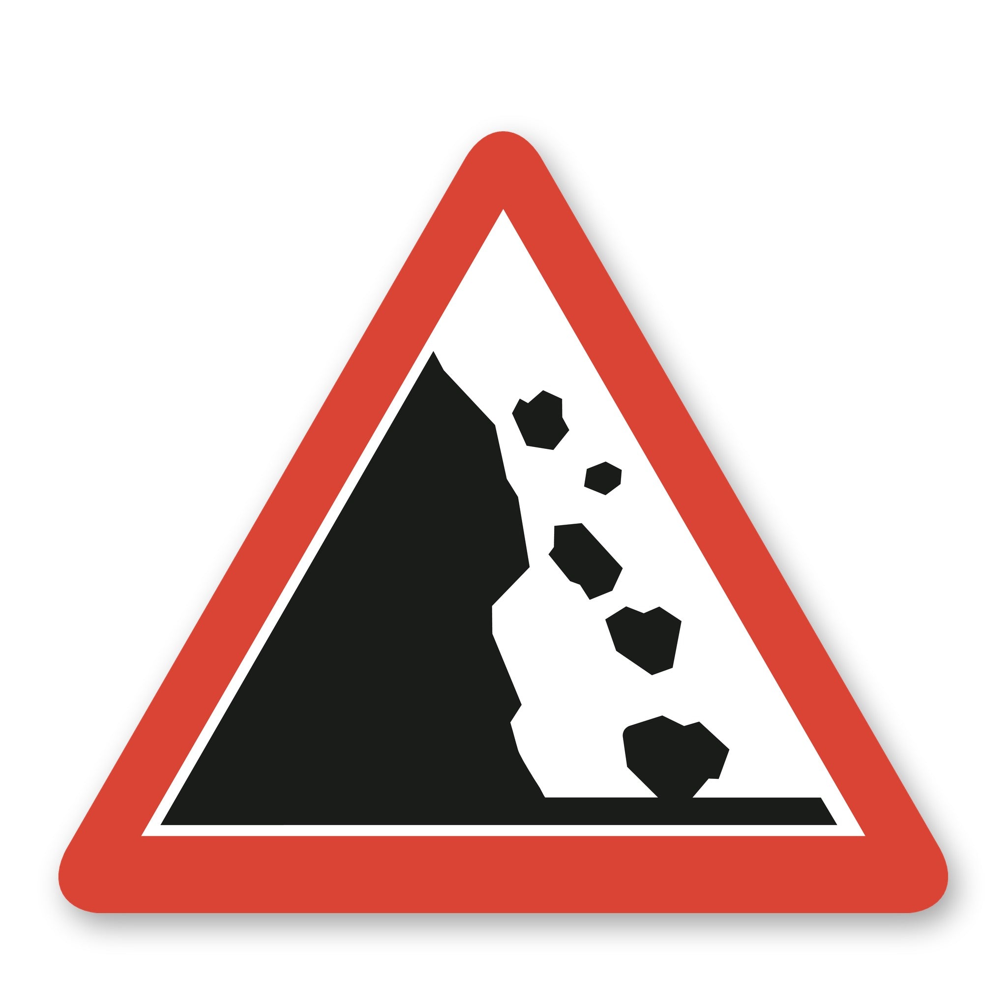 Steinschlag Spiegelbild Warnschild