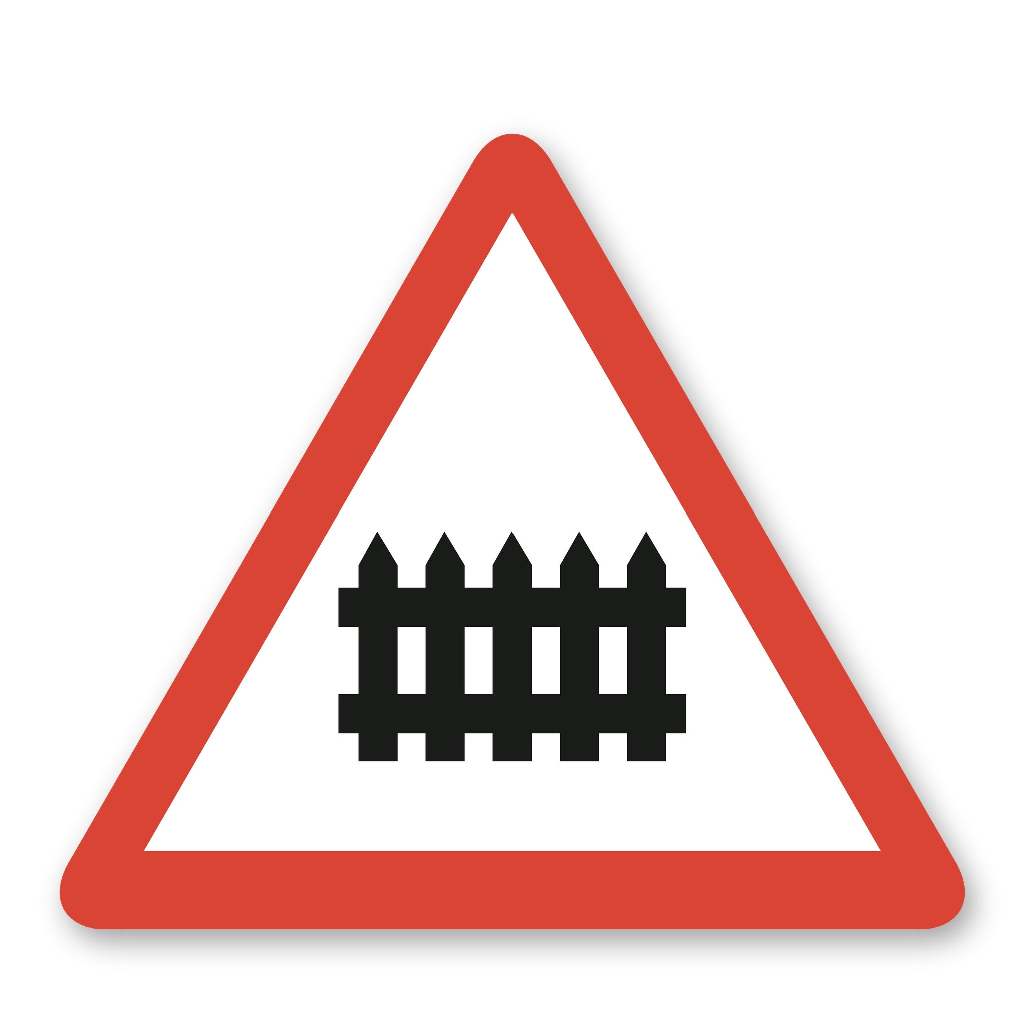 Bahnuebergang mit Schranken Warnschild