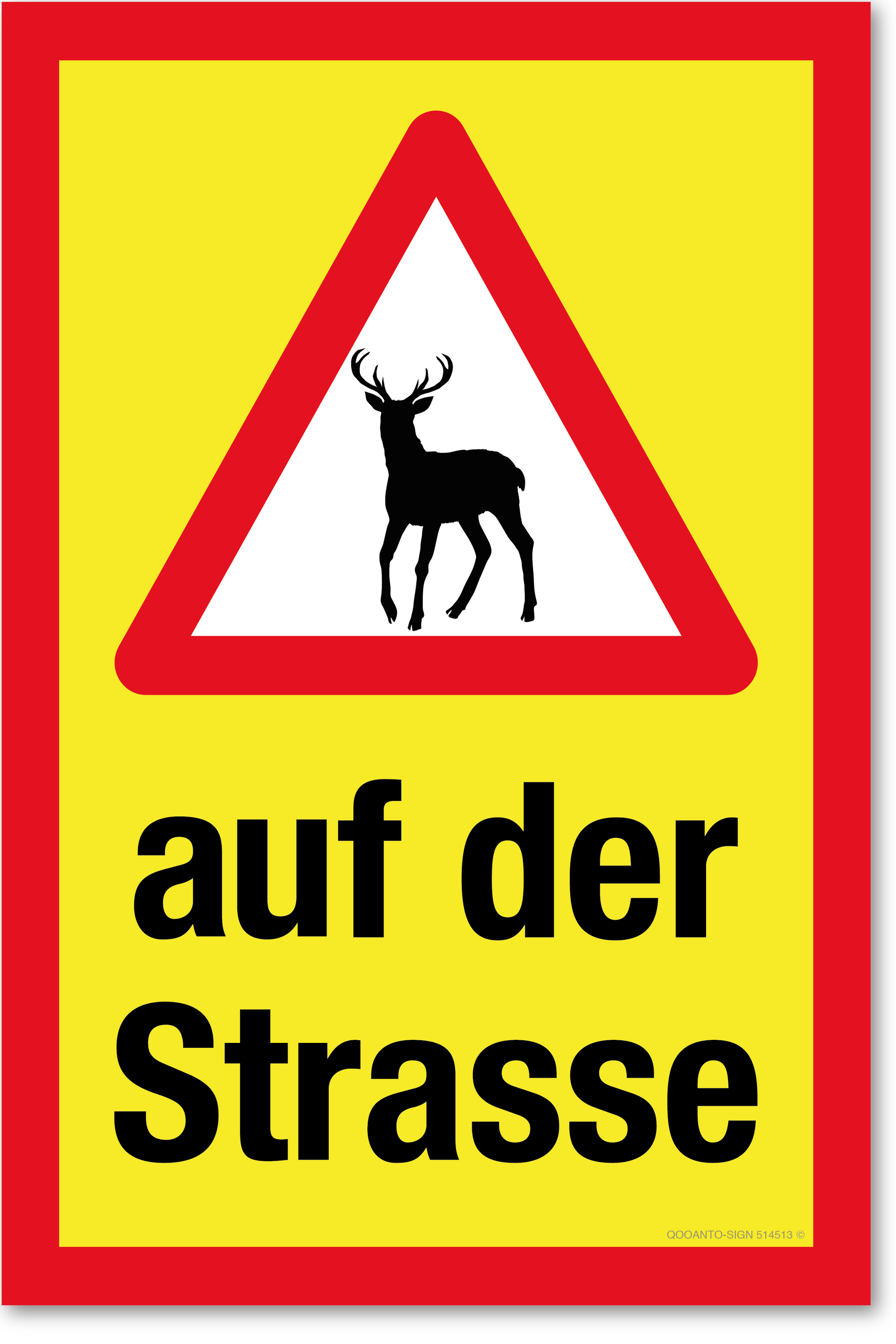 Warndreieck mit Wild - auf der Strasse, gelb, Schild oder Aufkleber