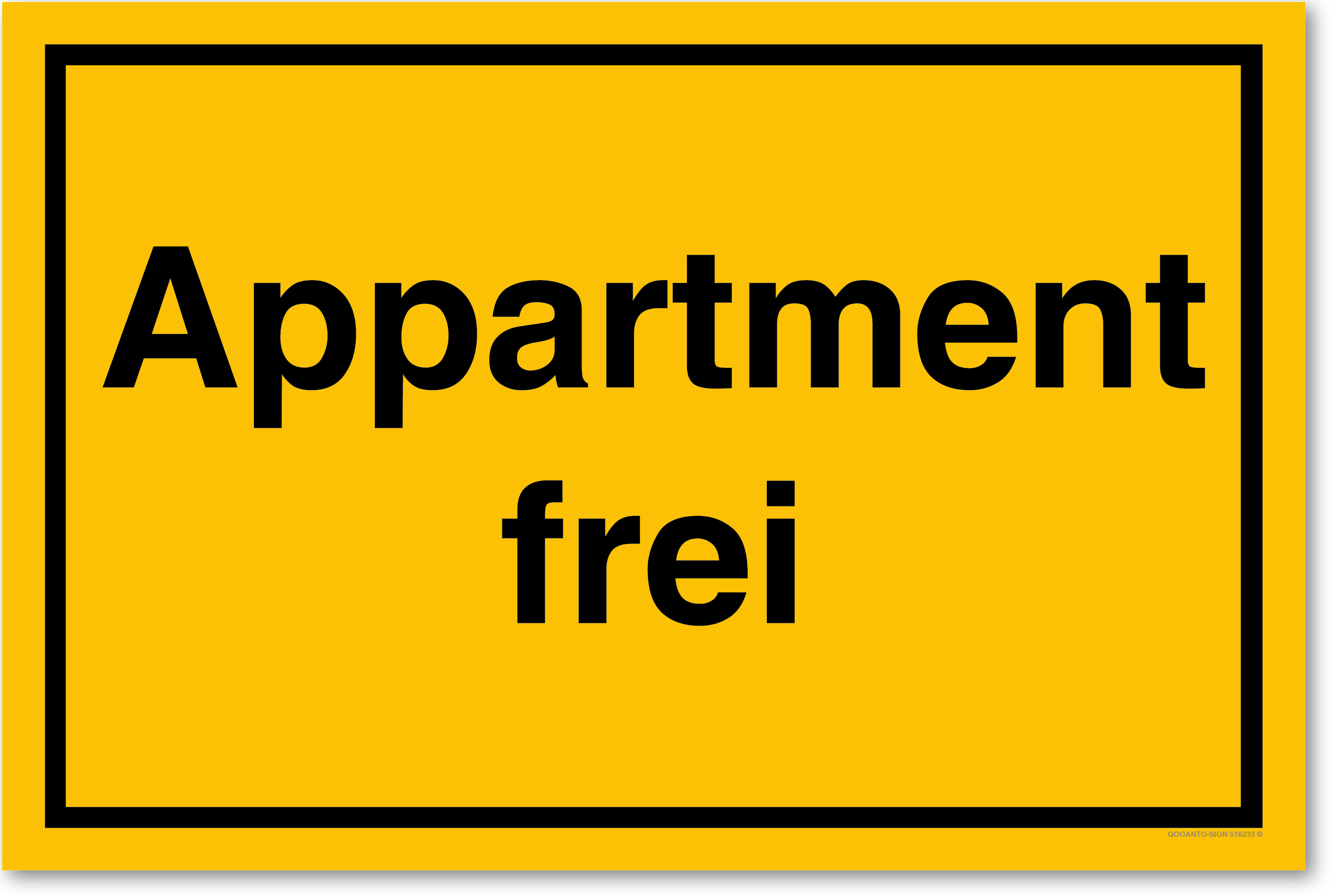 Appartment frei, gelb, Schild