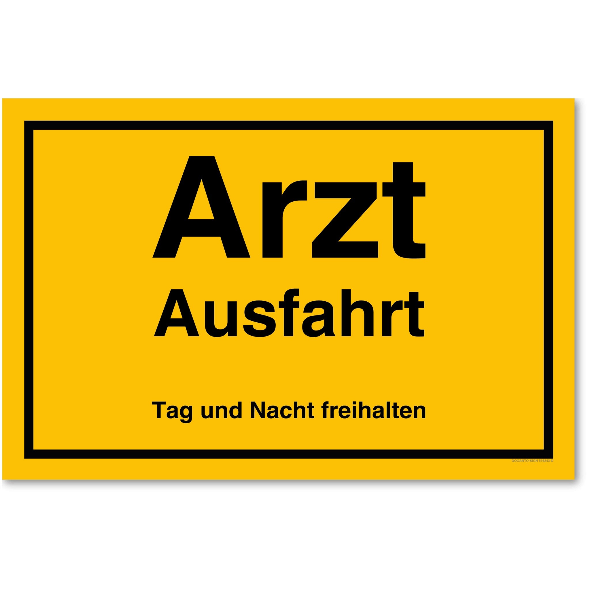 Arzt Ausfahrt Tag und Nacht freihalten, gelb, Schild