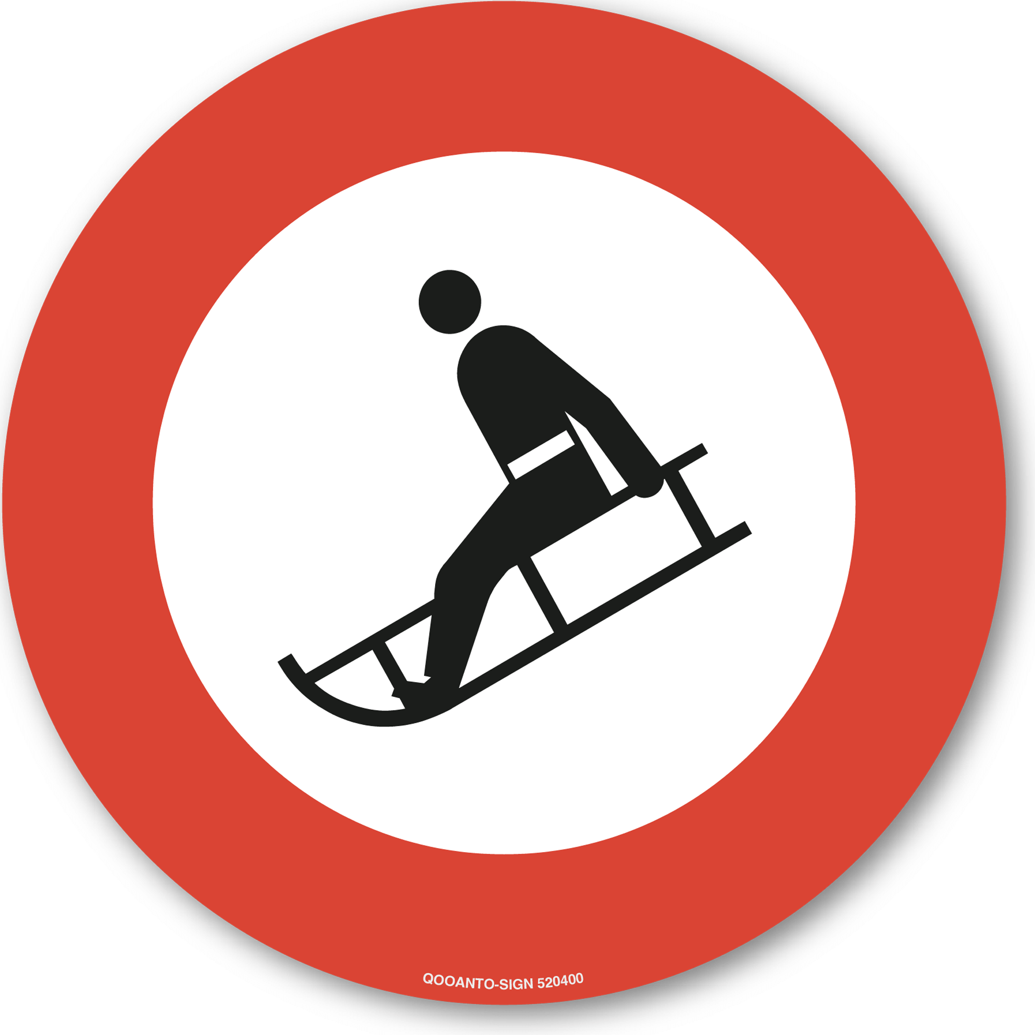 Schlitteln verboten, Schild oder Aufkleber
