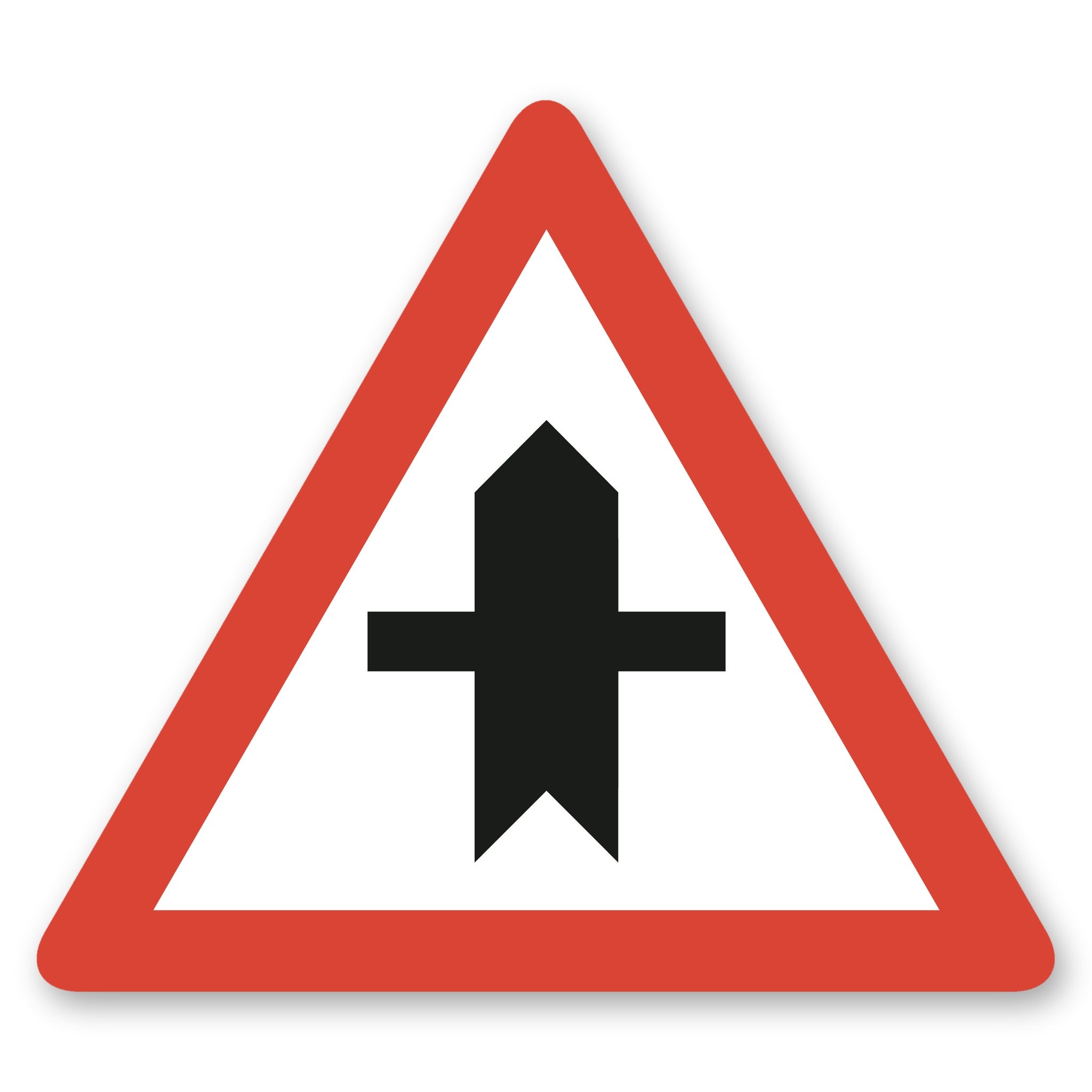 Verzweigung mit Strasse ohne Vortritt Warnschild Vorschau