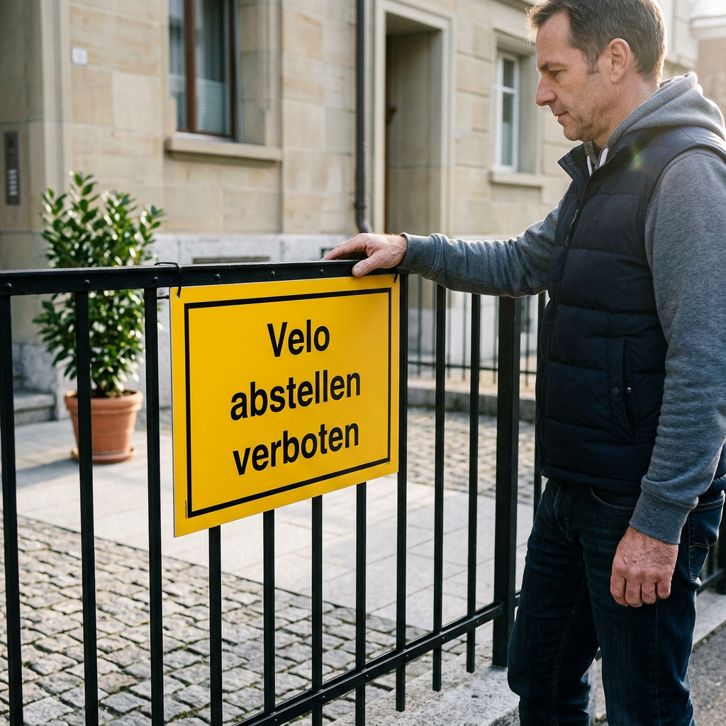 Velo Abstellen Verboten Schild aus 3 mm starkem Alu-Verbund (UV- und wetterfest)