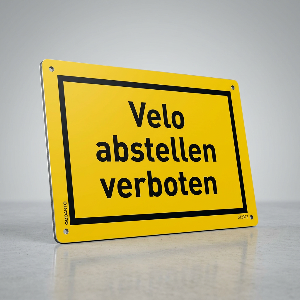 Velo Abstellen Verboten Schild aus 3 mm starkem Alu-Verbund (UV- und wetterfest)