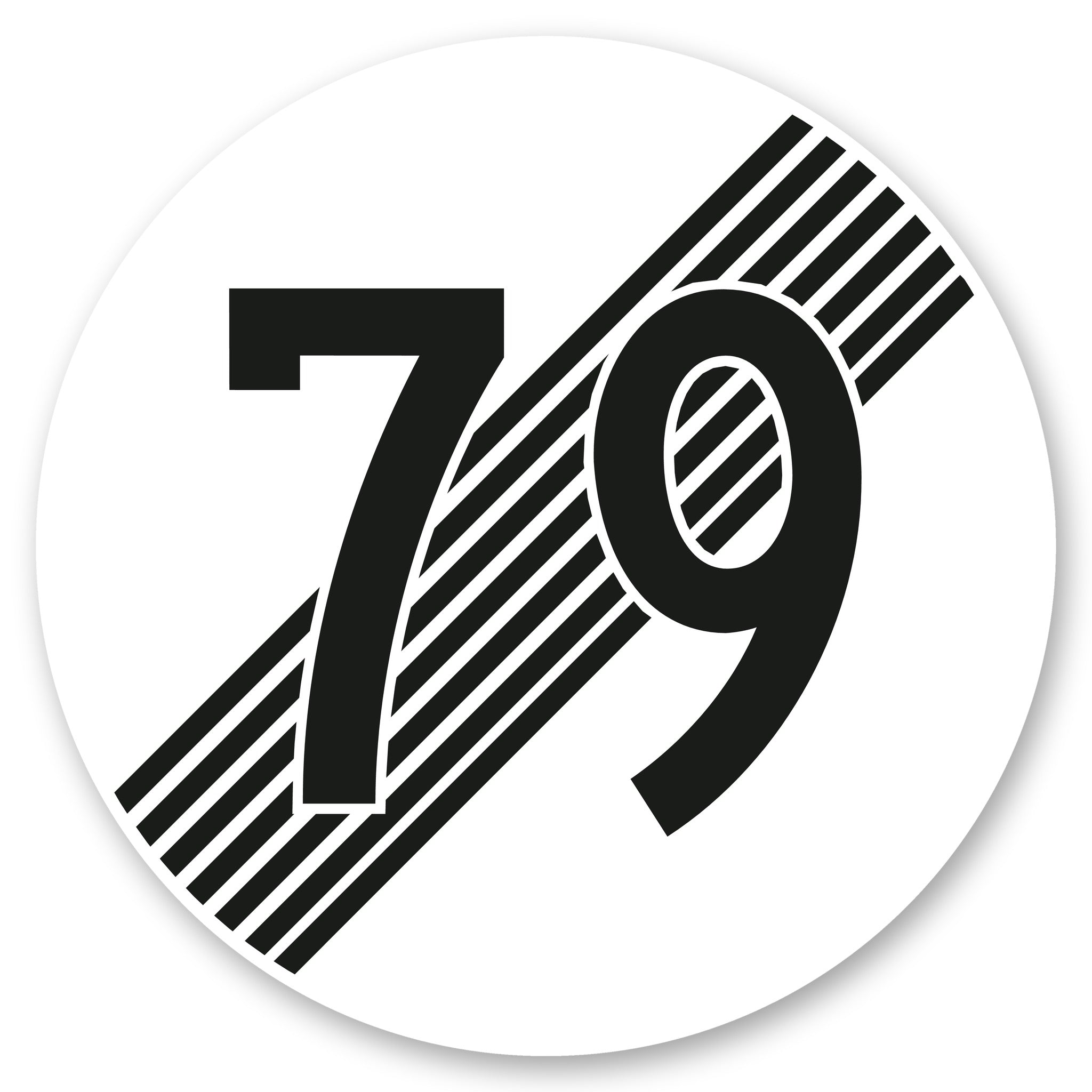 Ende der Höchstgeschwindigkeit 79 km/h – rundes Alu-Verbund Schild