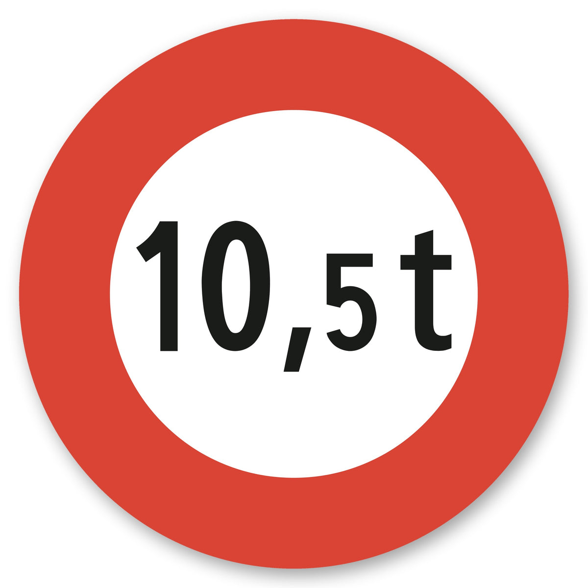 Höchstgewicht 10,5 t Schild rund, Alu-Verbund