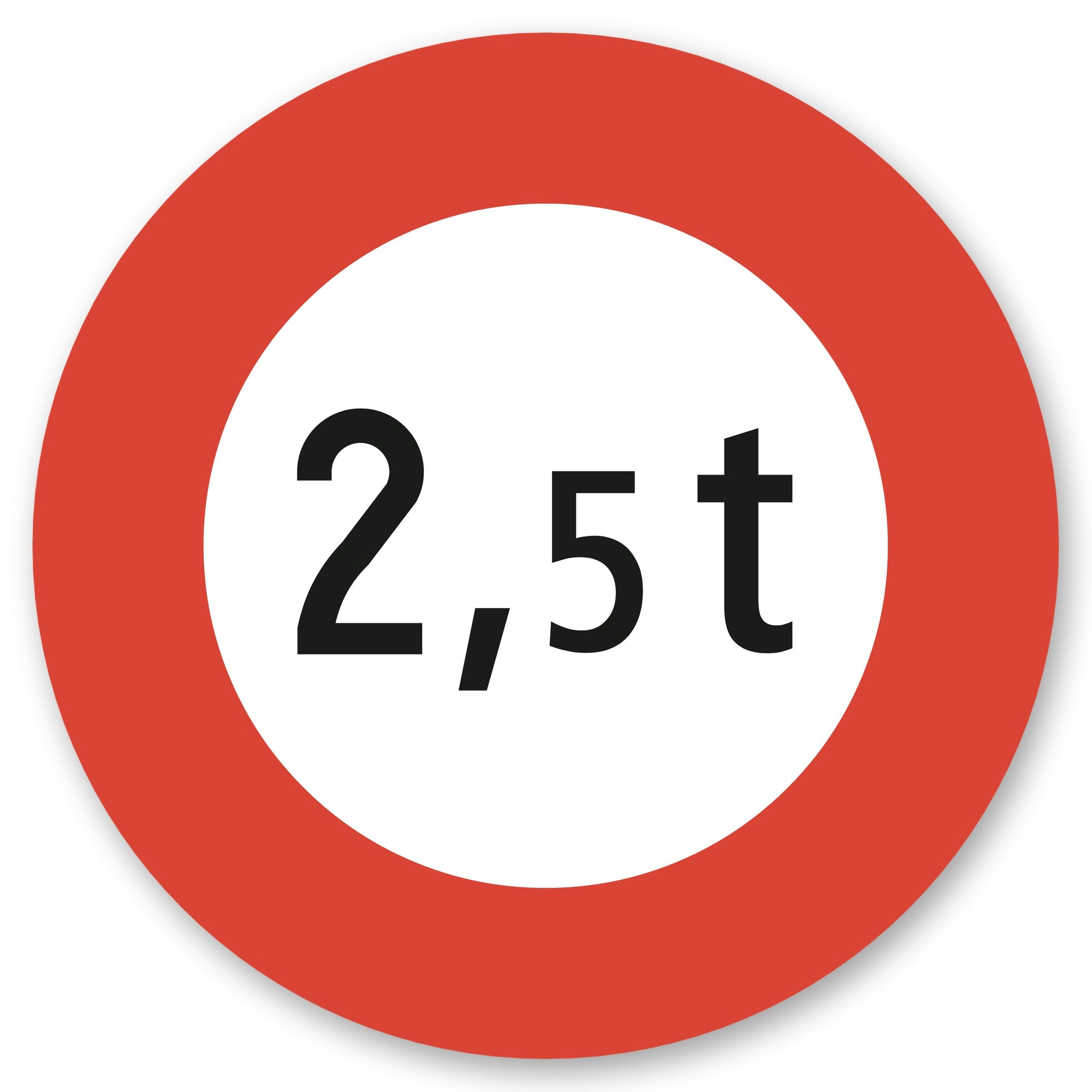 Höchstgewicht 2,5 t Schild