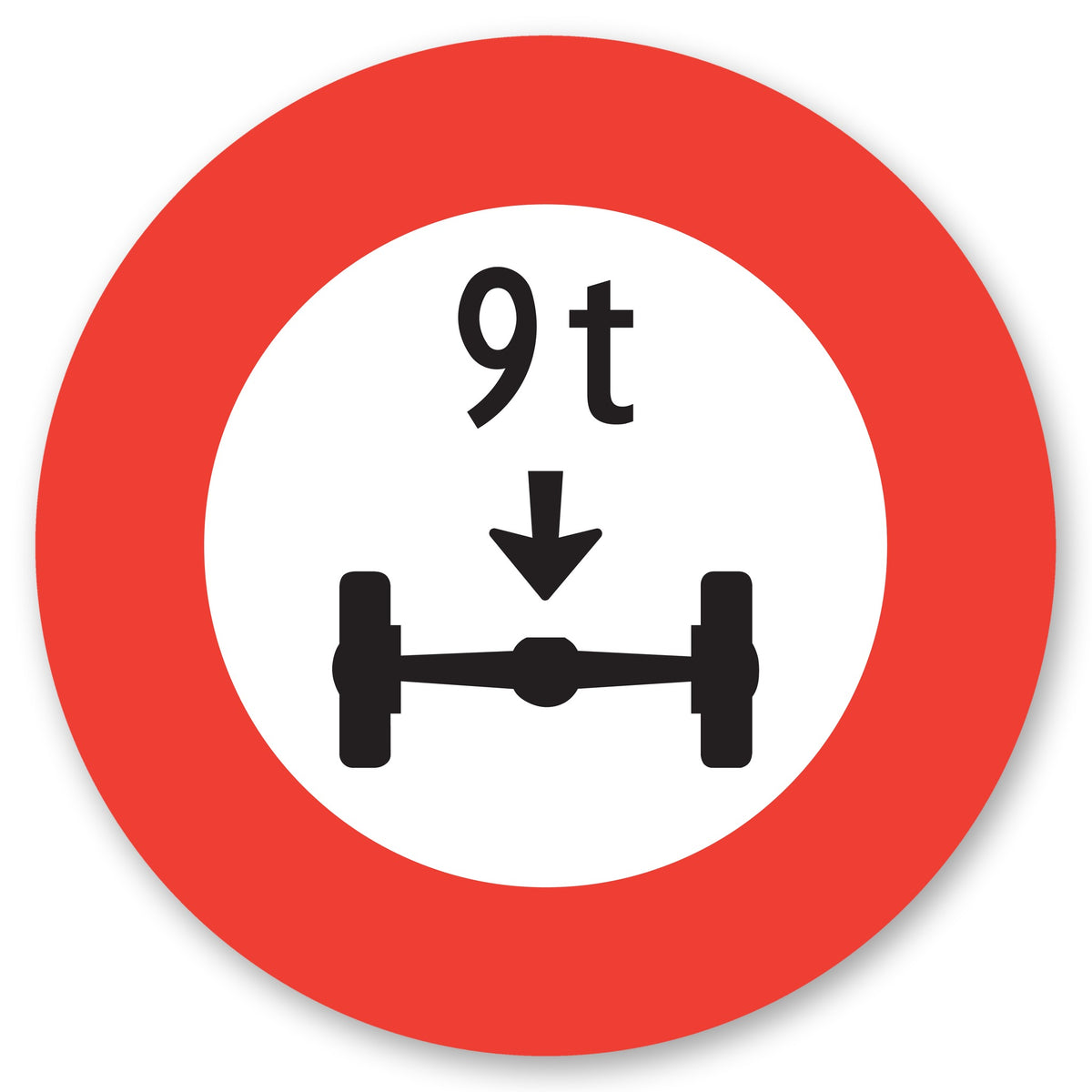 Achsdruck 9 t Verkehrsschild rund