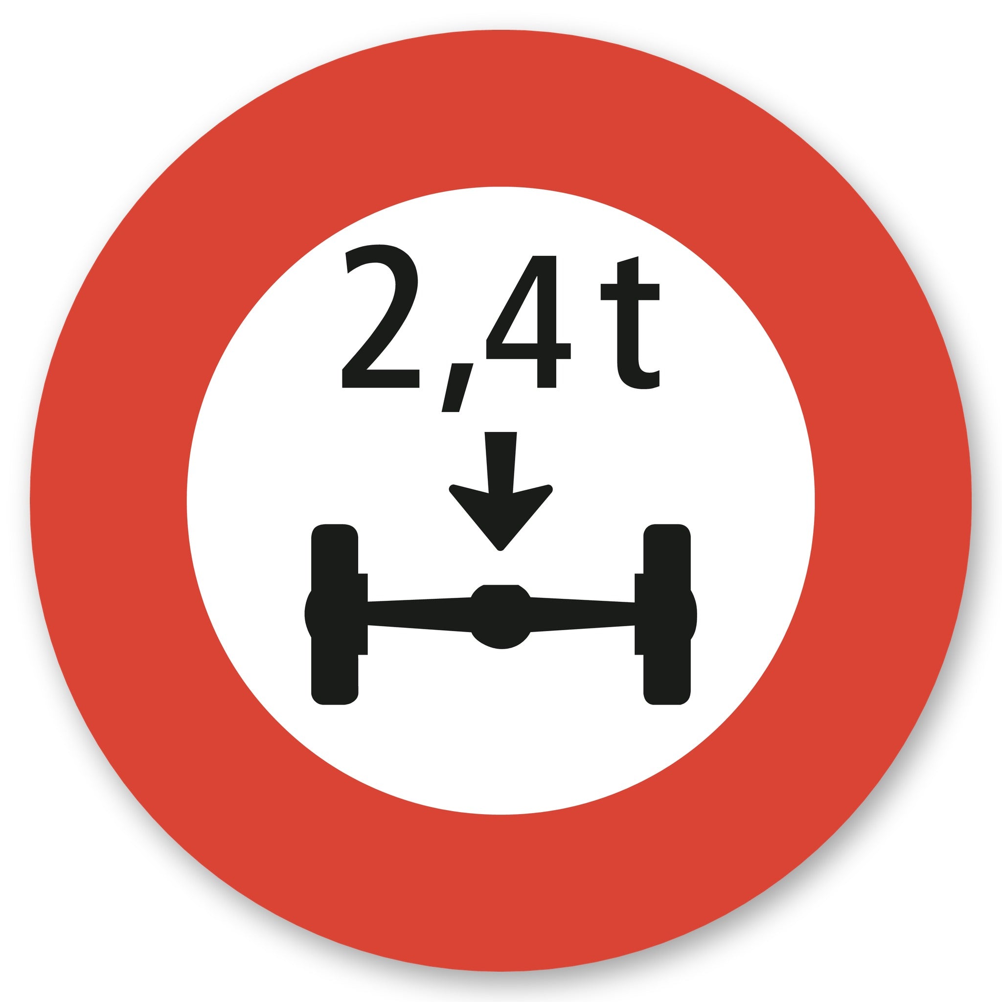 Höchster Achsdruck 2,4 t - Alu-Verbund Schild