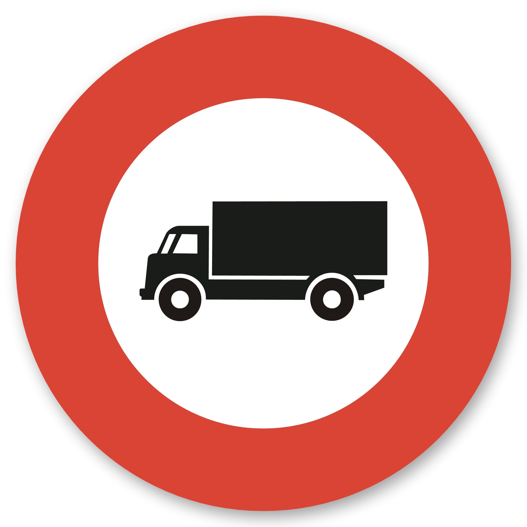 Verbot Für Lastwagen - Rundes Verkehrsschild aus 3 mm Alu-Verbund