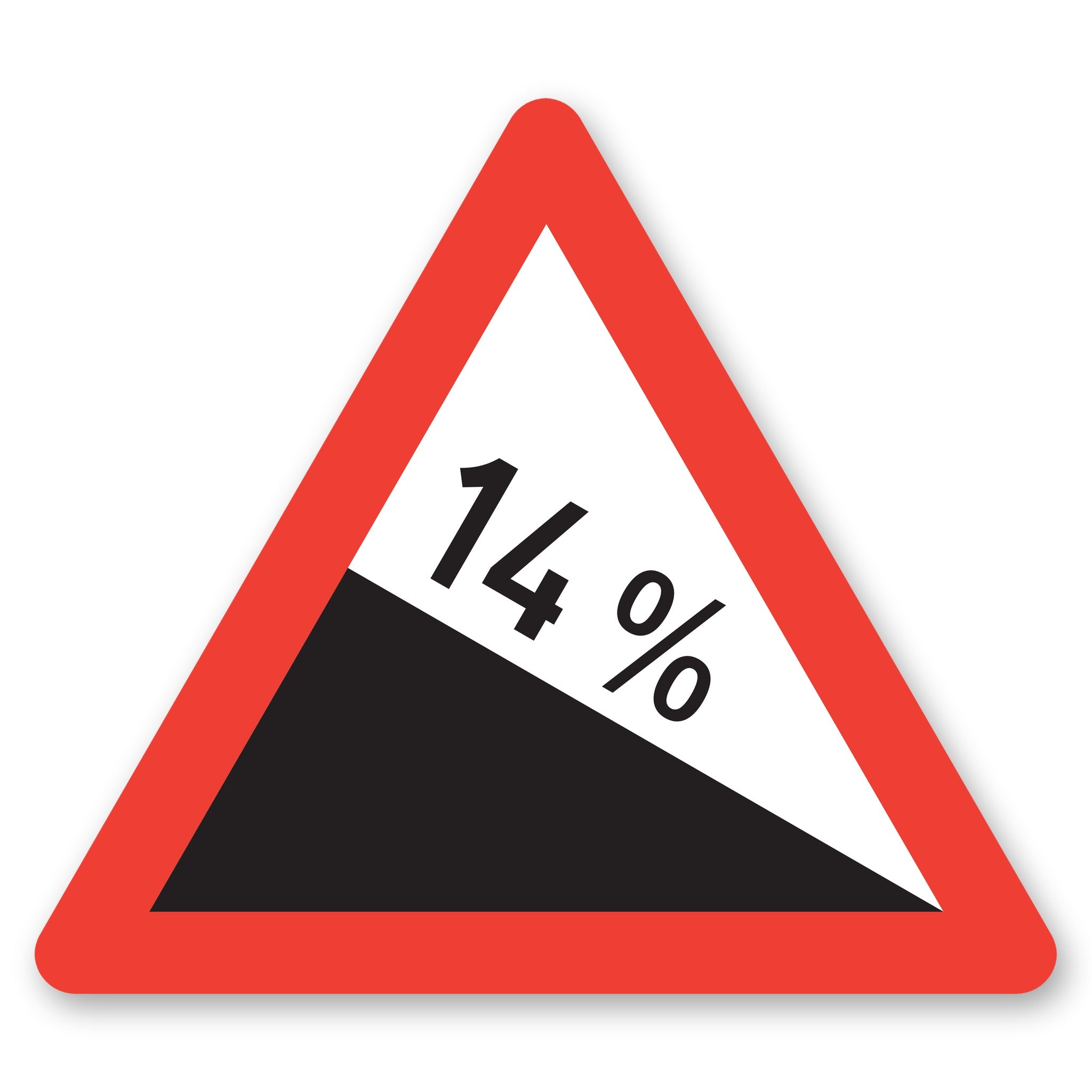 Gefährliches Gefälle 14 % Schild
