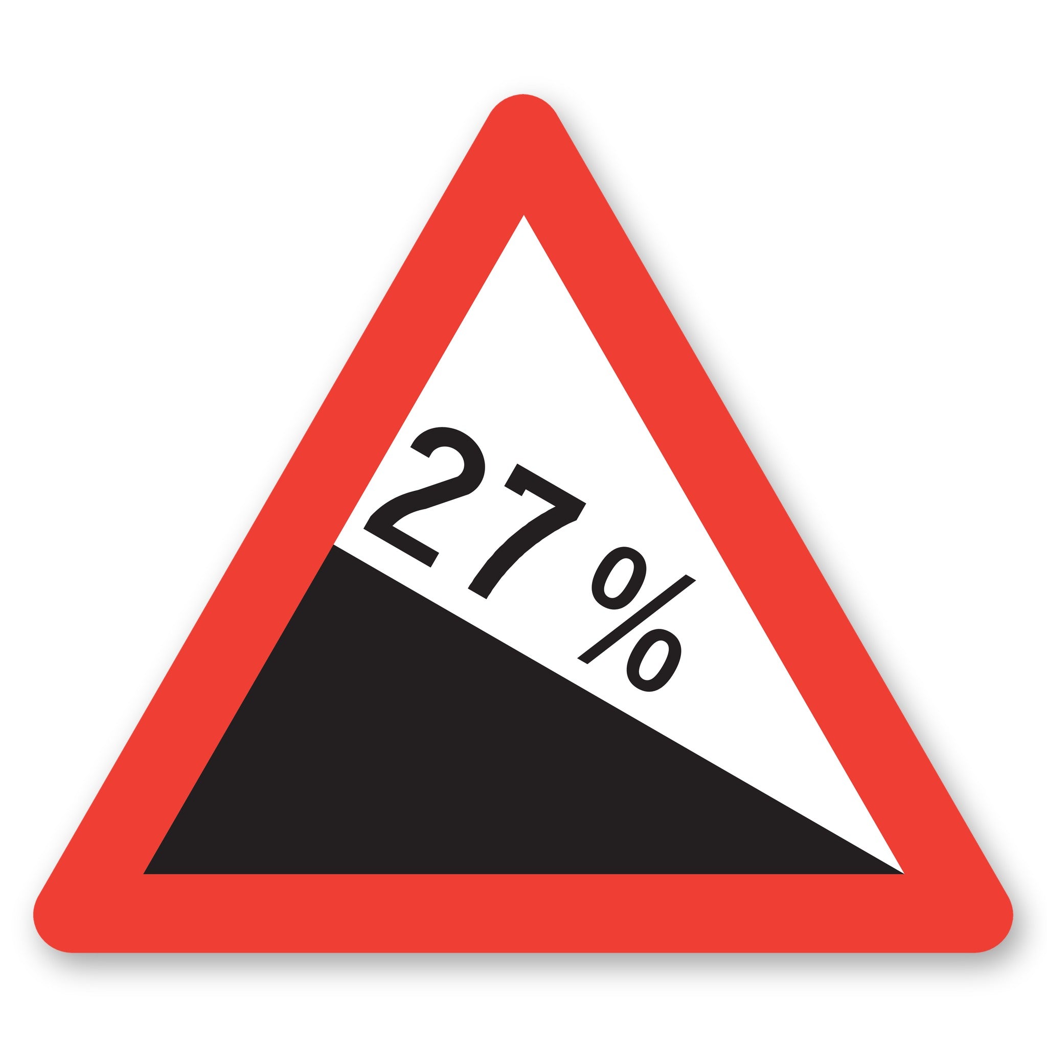 Gefährliches Gefälle 27 % Schild