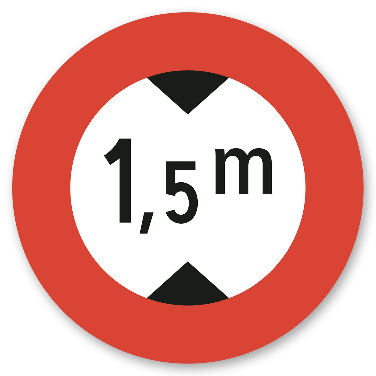 Höchsthöhe 1,5 m Schild rund Alu-Verbund