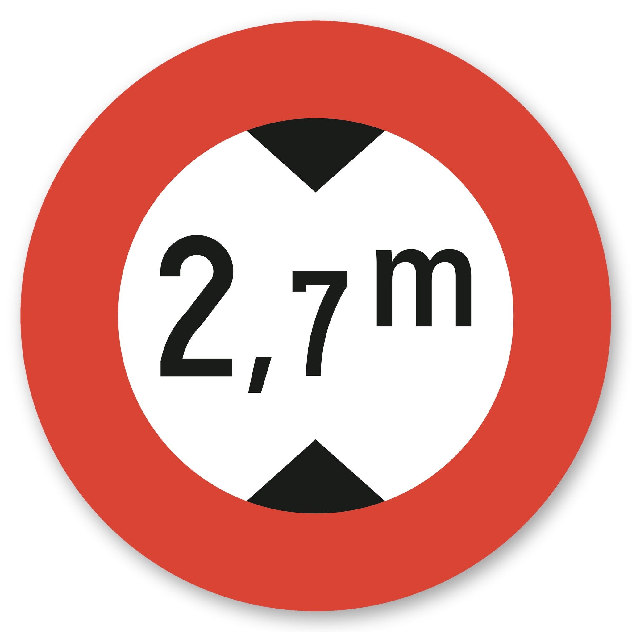 Höchsthöhe 2,7 m Schild rund Alu-Verbund