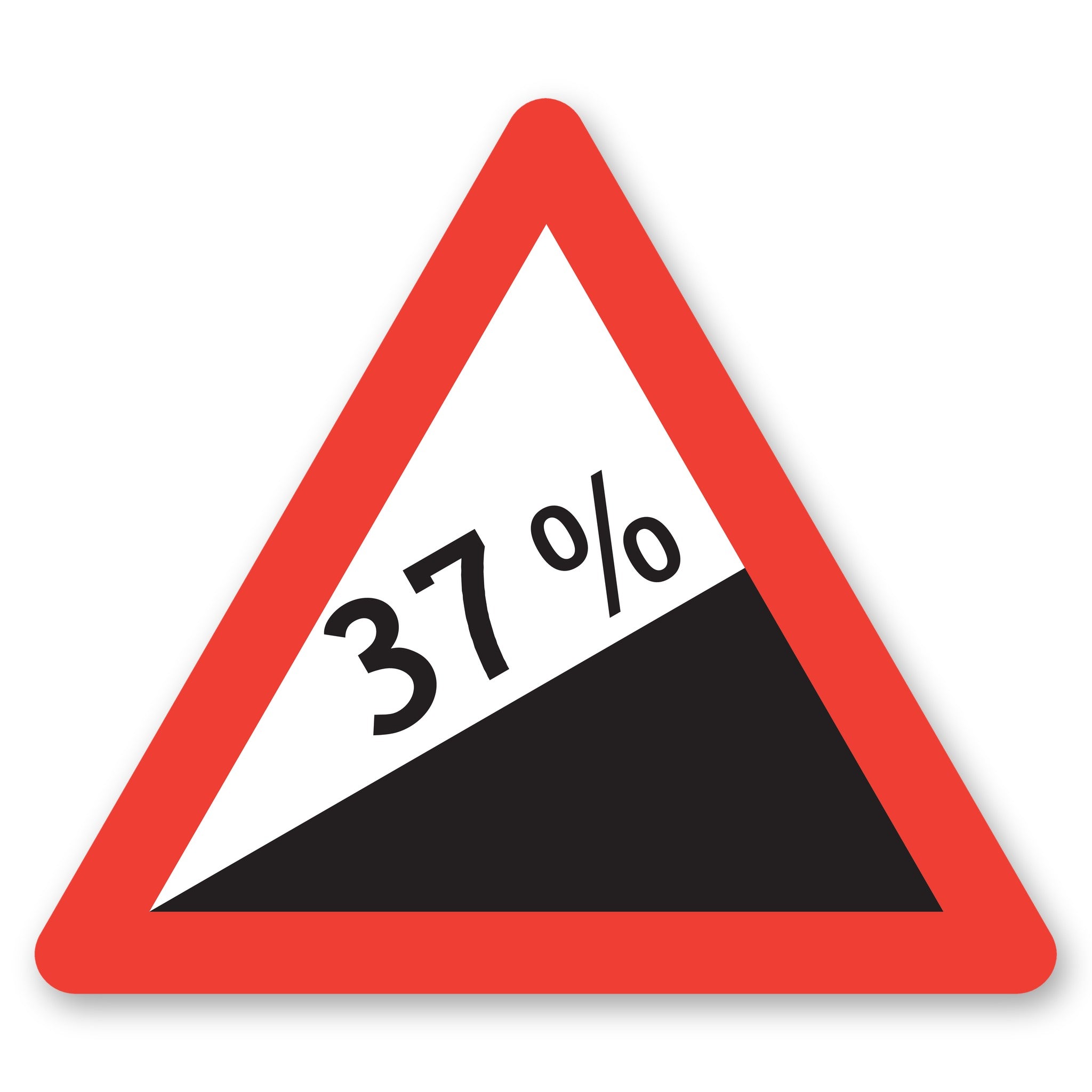 Starke Steigung 37 % Schild
