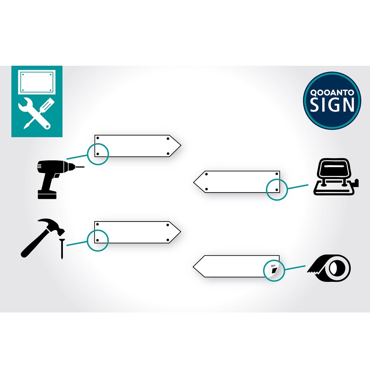 Linksweisend Eingang Wegweiser Schild aus 3 mm starkem Alu-Verbund (UV- und wetterfest)